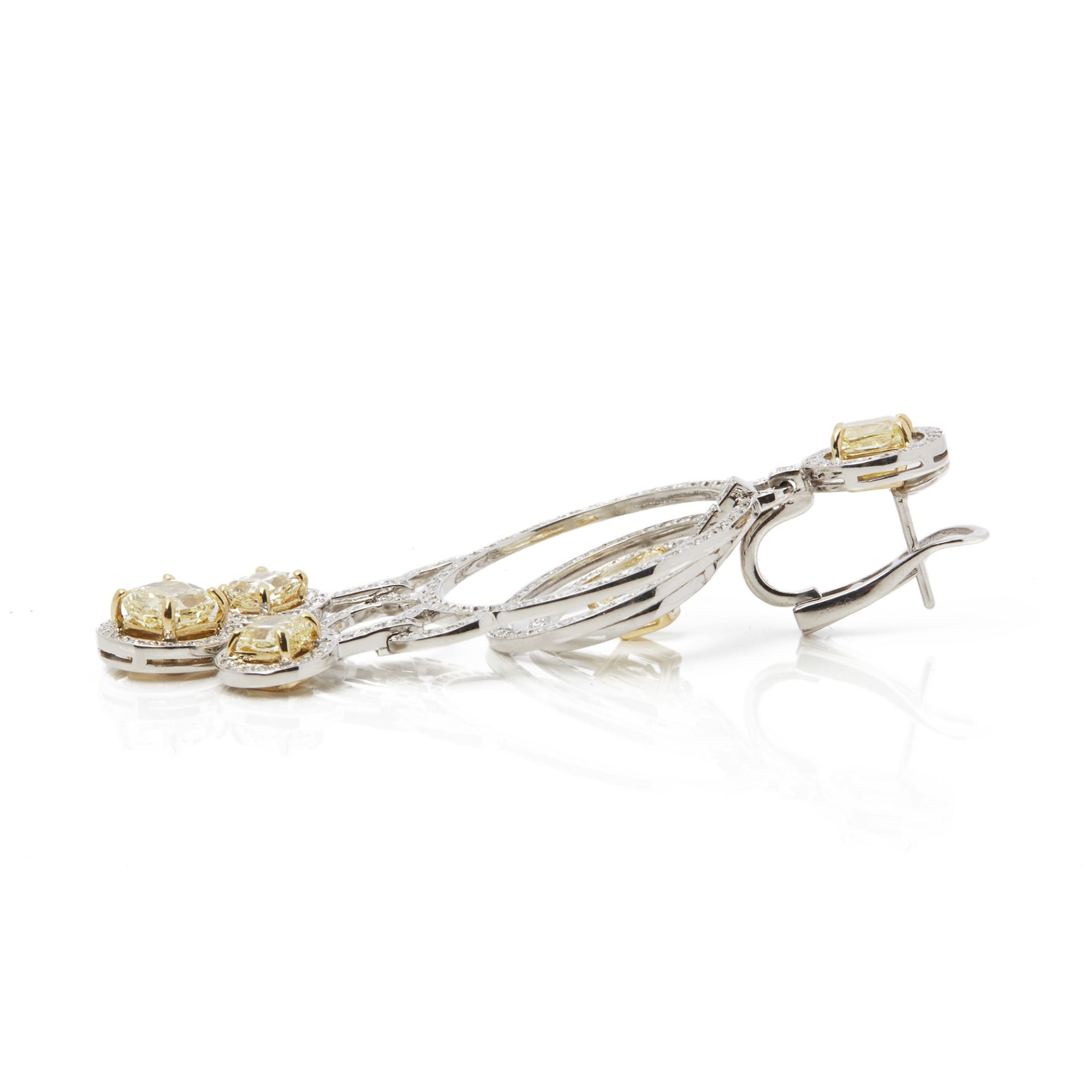 Graff Diamonds 18k White Gold Fancy Yellow & White Diamond Dress Earrings - Image 6 of 6