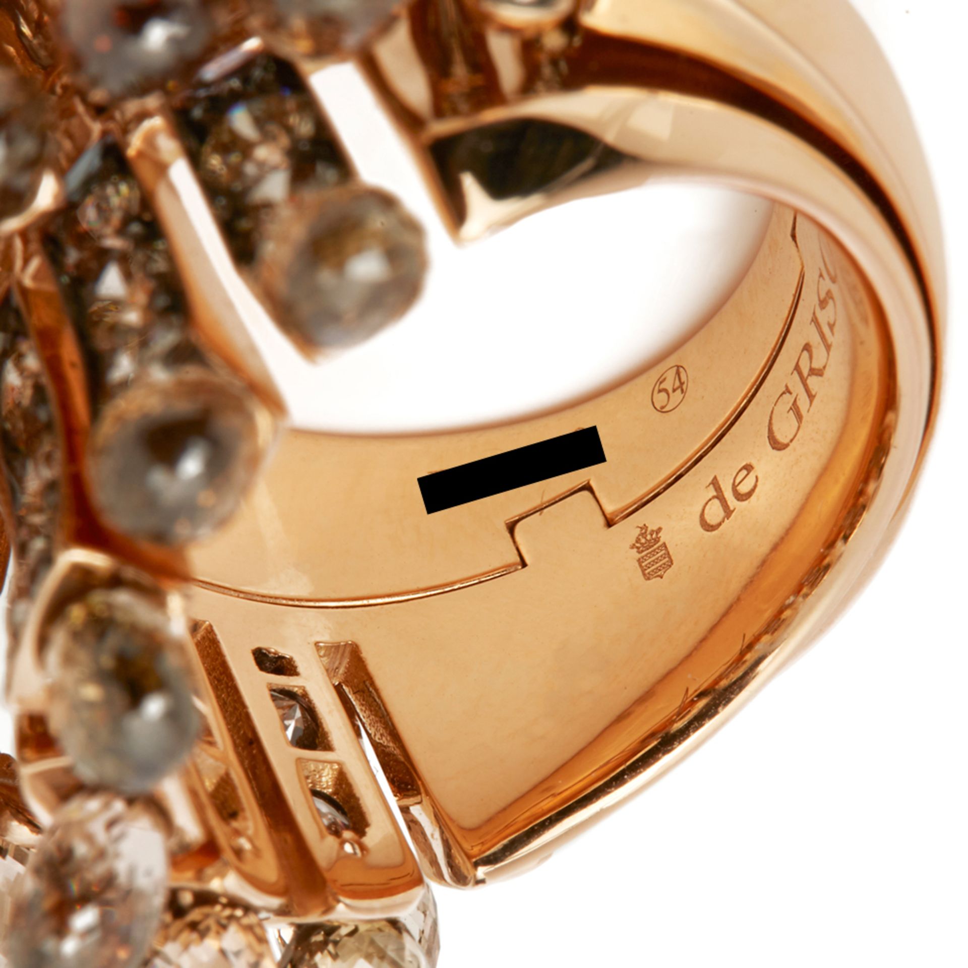 De Grisogono 18k Rose Gold Brown Diamond Frange Ring - Image 2 of 9