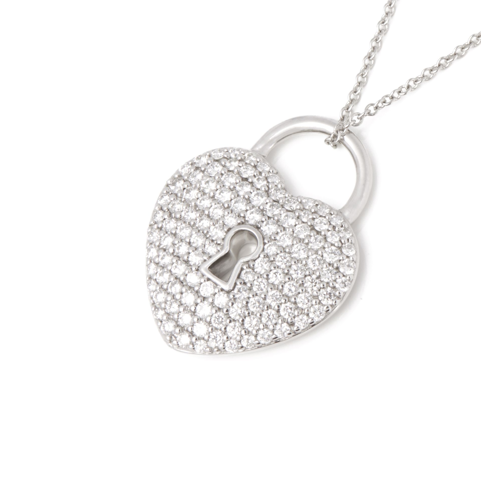 Tiffany & Co. Platinum Diamond Heart Tiffany Key Pendant Necklace - Image 6 of 9