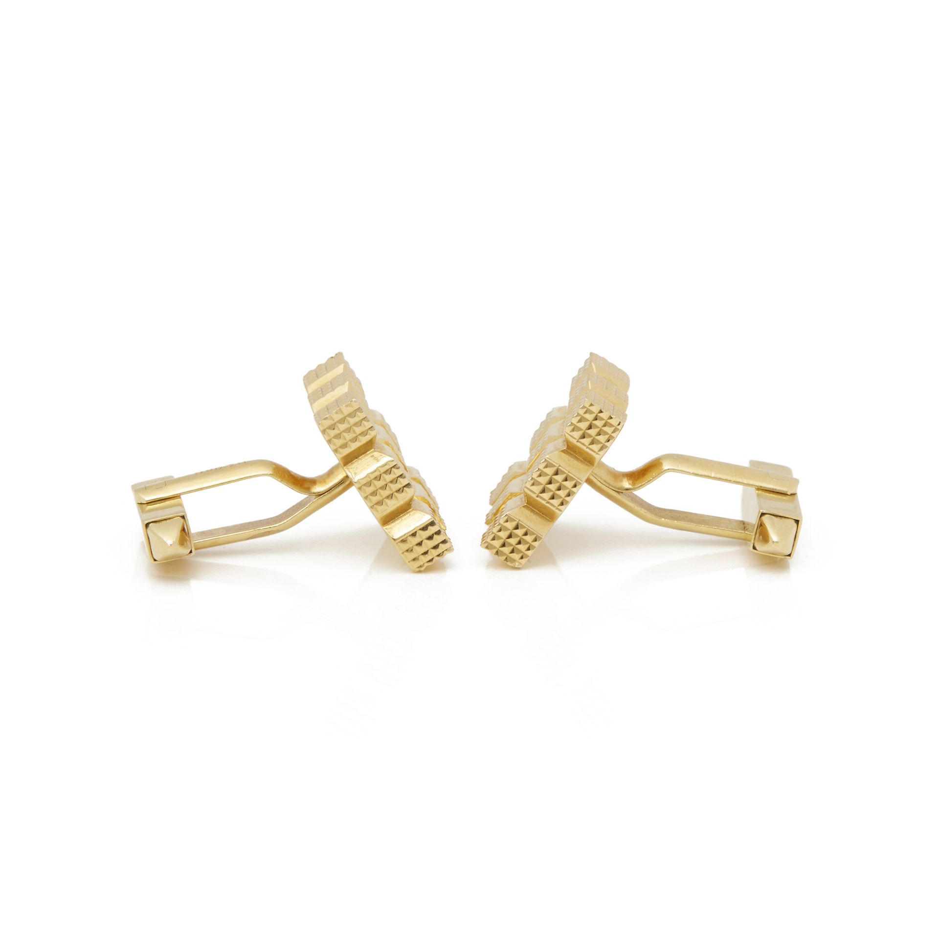 Kutchinsky 18k Yellow Gold Vintage Square Grooved Cufflinks - Image 7 of 7