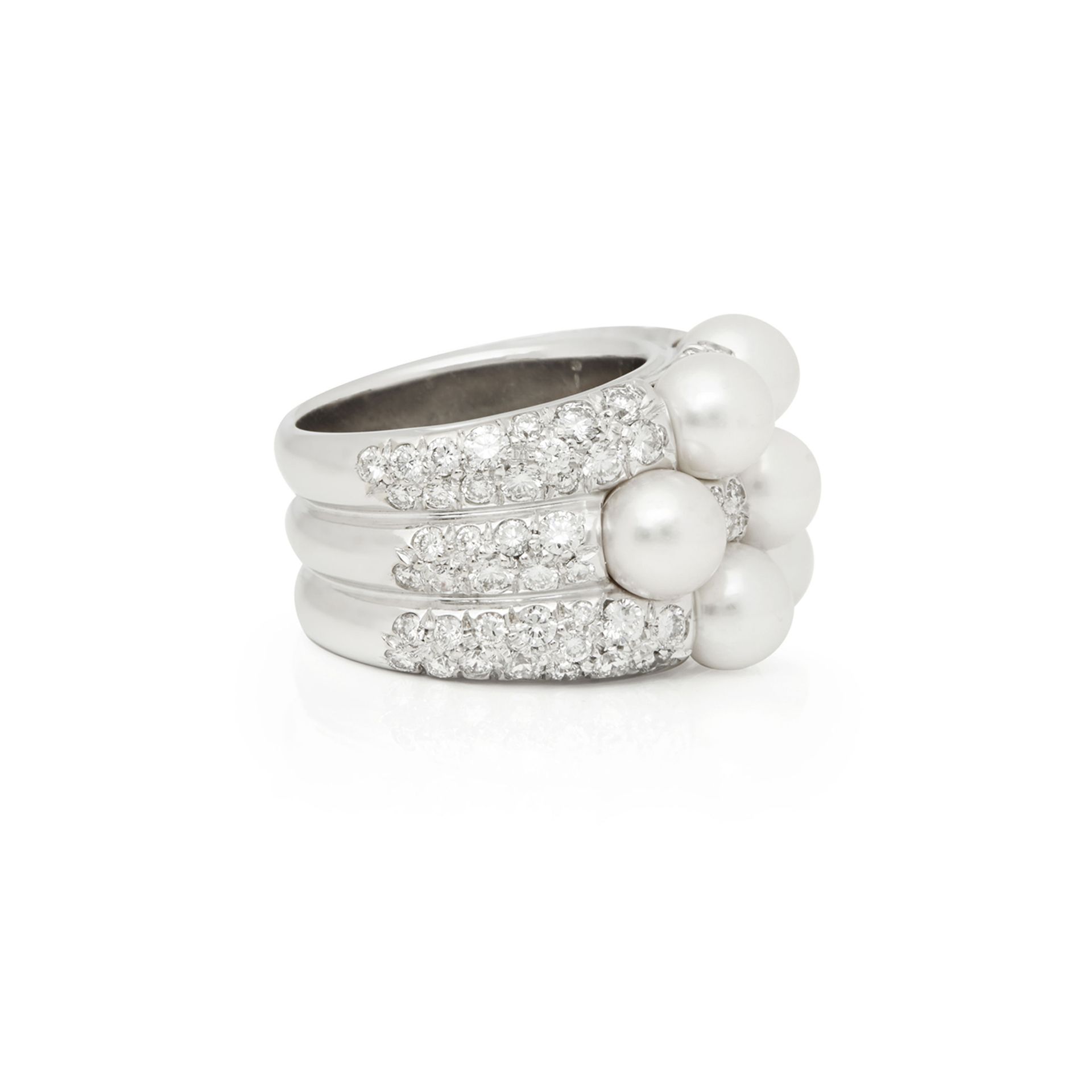 Mikimoto 18k White Gold Akoya Pearl & Diamond Cocktail Ring - Image 6 of 7