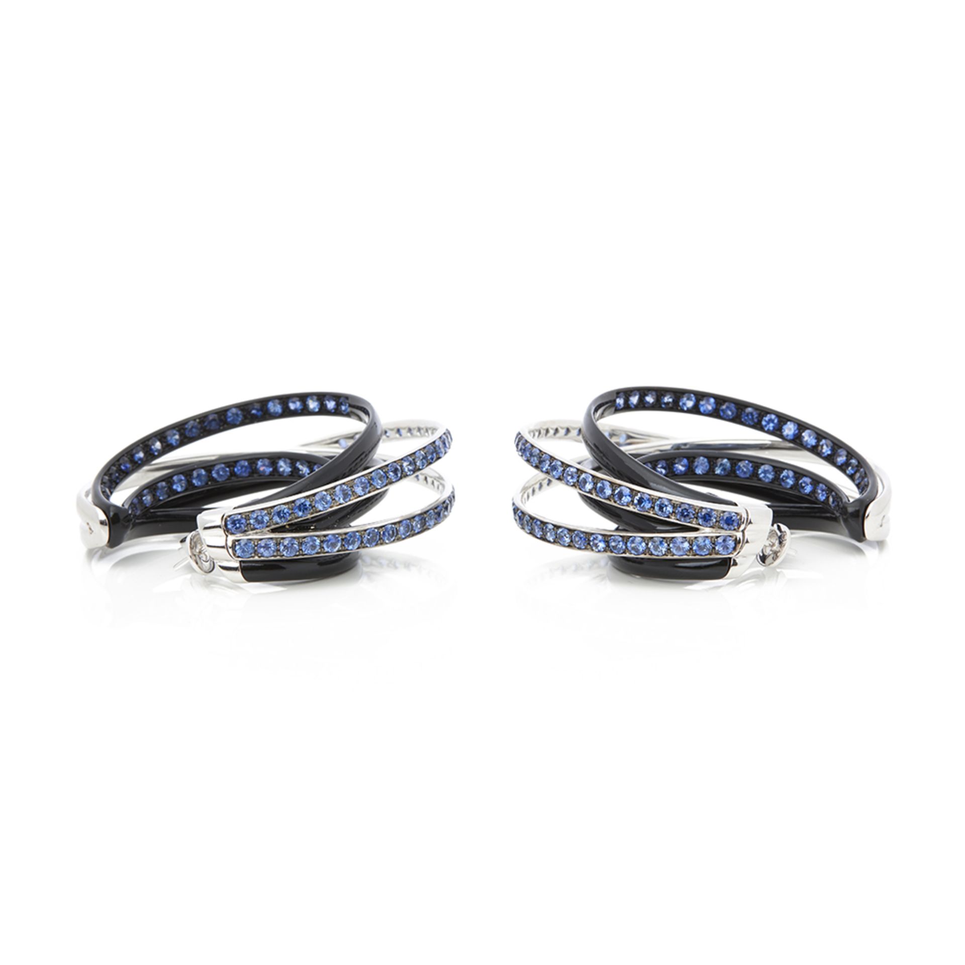 De Grisogono 18k White Gold Black & Nano-Ceramic Coating Sapphire Allegra Earrings - Image 5 of 12