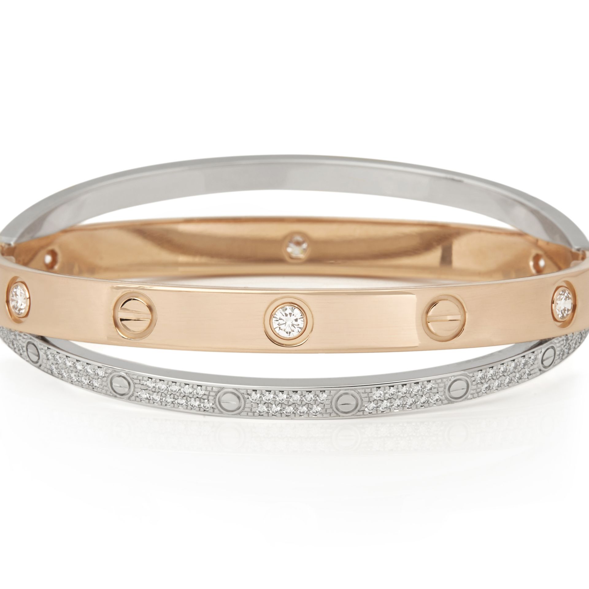 Cartier 18k Rose & White Gold Pavé Diamond Love Bracelet - Image 5 of 9