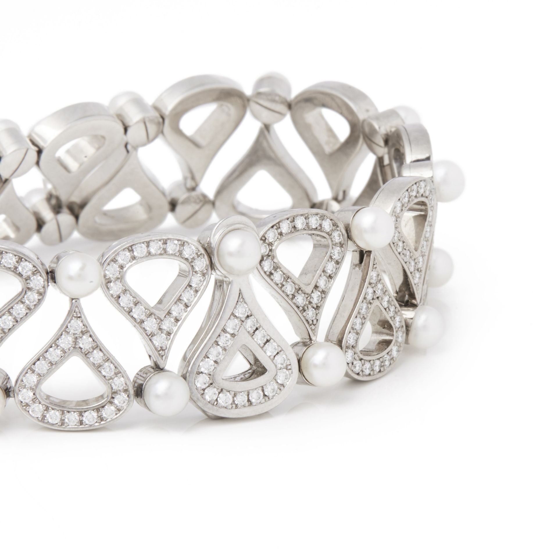 Chopard 18k White Gold Cultured Pearl & Diamond Bracelet - Image 5 of 8