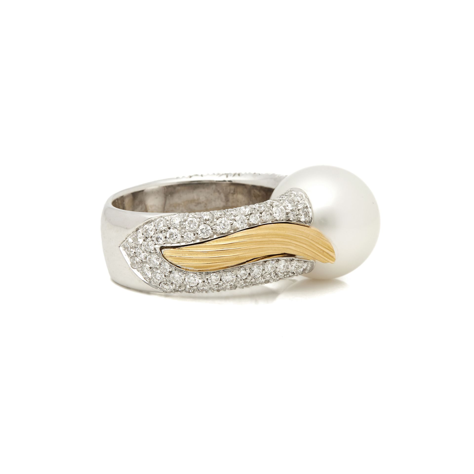 Mikimoto 18k White & Yellow Gold Akoya Pearl & Diamond Cocktail Ring - Image 4 of 7