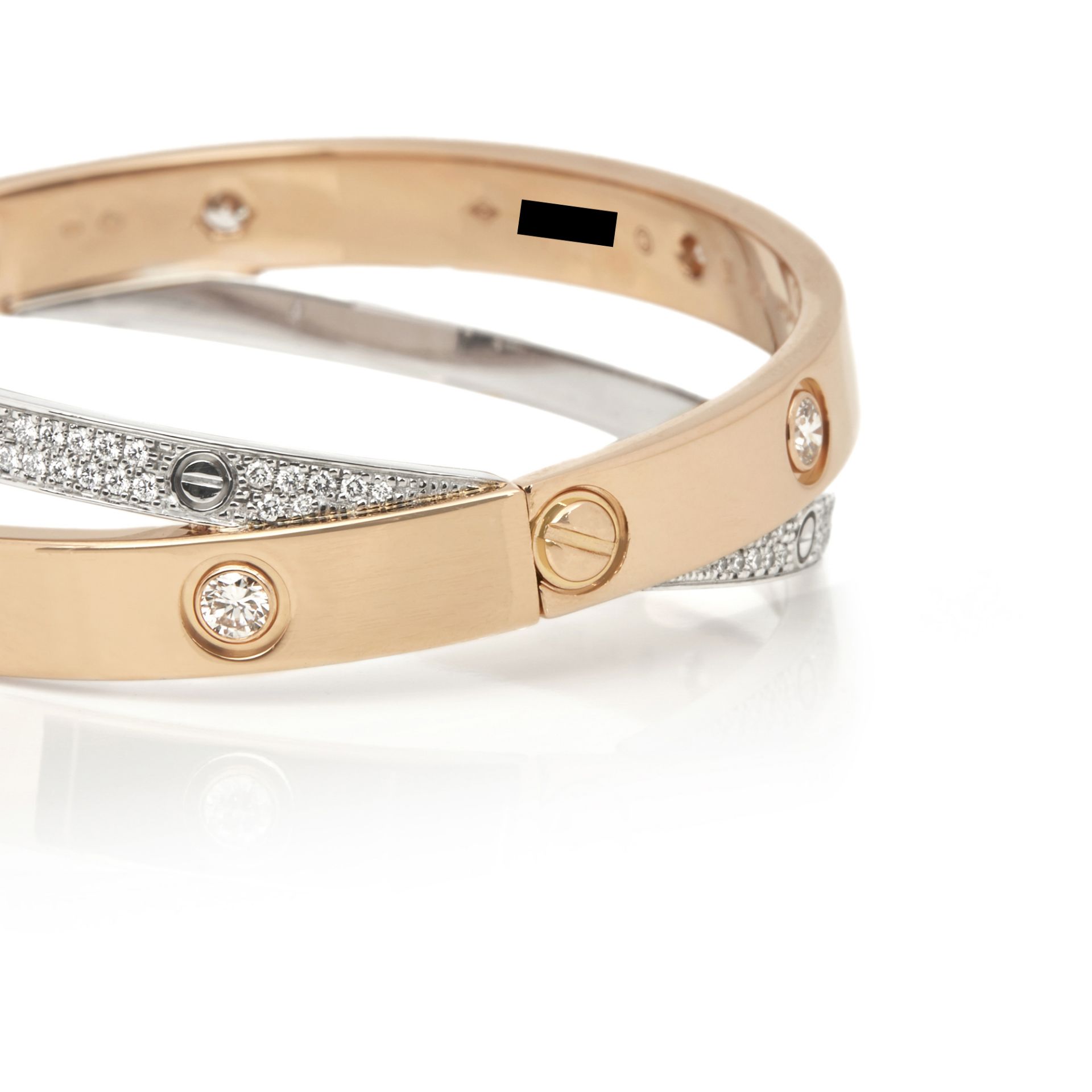 Cartier 18k Rose & White Gold Pavé Diamond Love Bracelet - Image 6 of 9