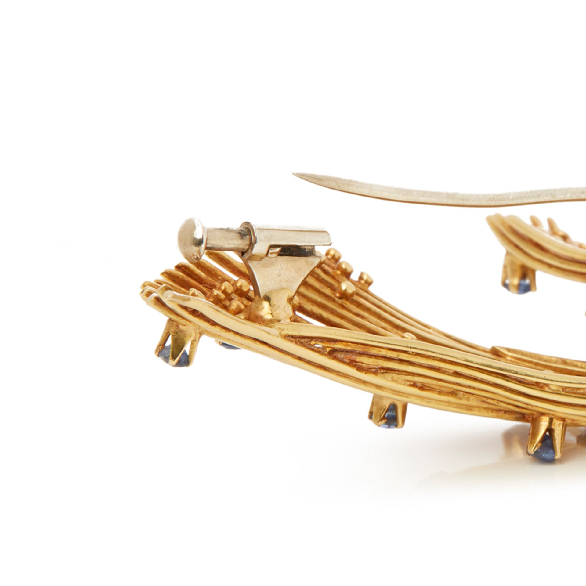 Cartier 18k Yellow Gold Sapphire Spray Vintage Ribbon Brooch - Image 3 of 8