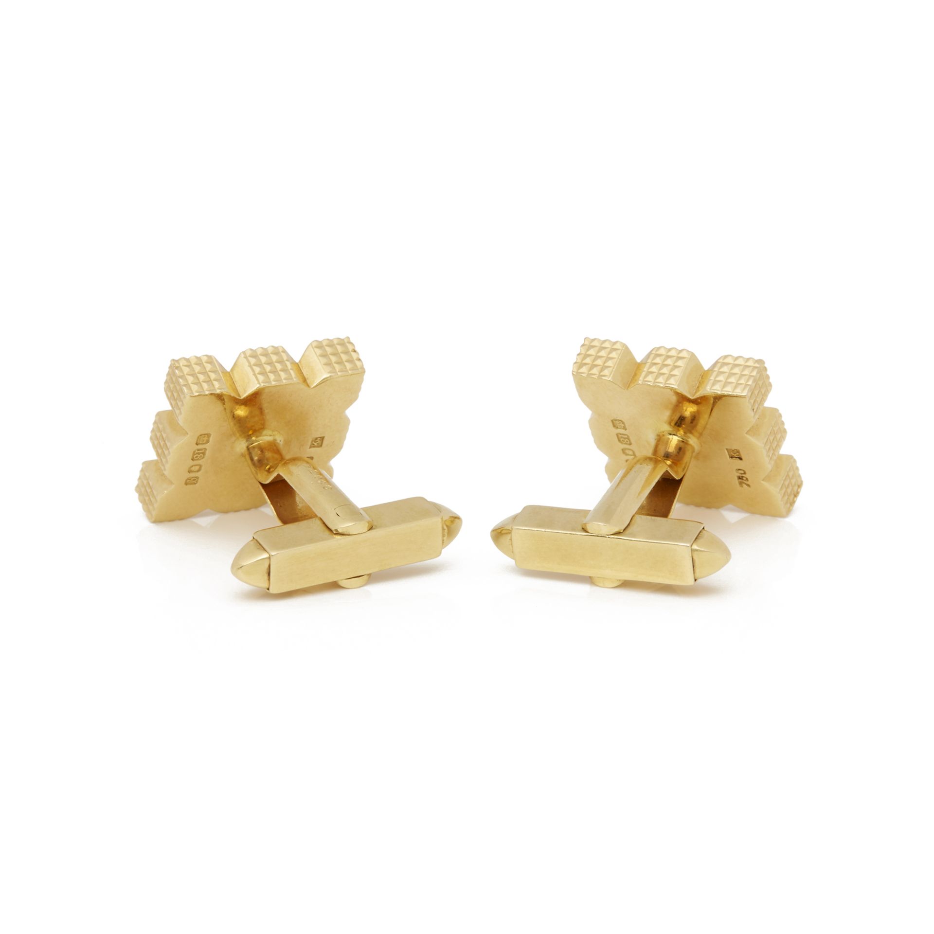 Kutchinsky 18k Yellow Gold Vintage Square Grooved Cufflinks - Image 5 of 7