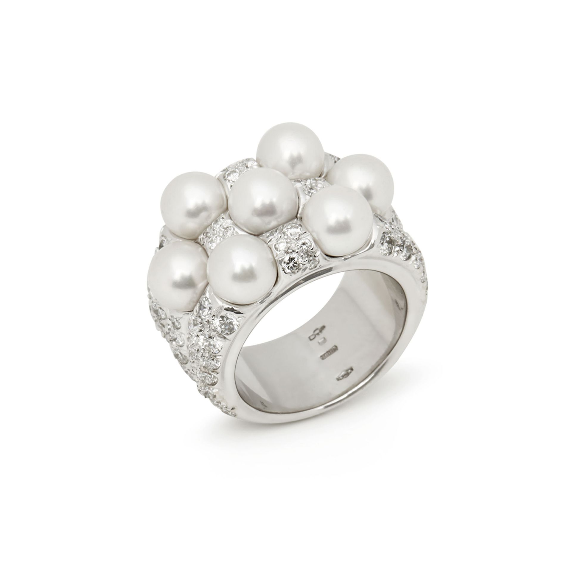 Mikimoto 18k White Gold Akoya Pearl & Diamond Cocktail Ring