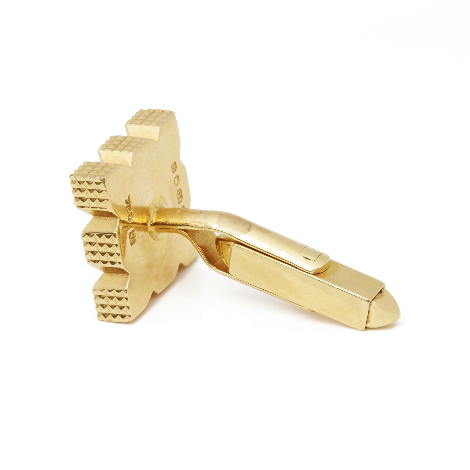 Kutchinsky 18k Yellow Gold Vintage Square Grooved Cufflinks - Image 4 of 7