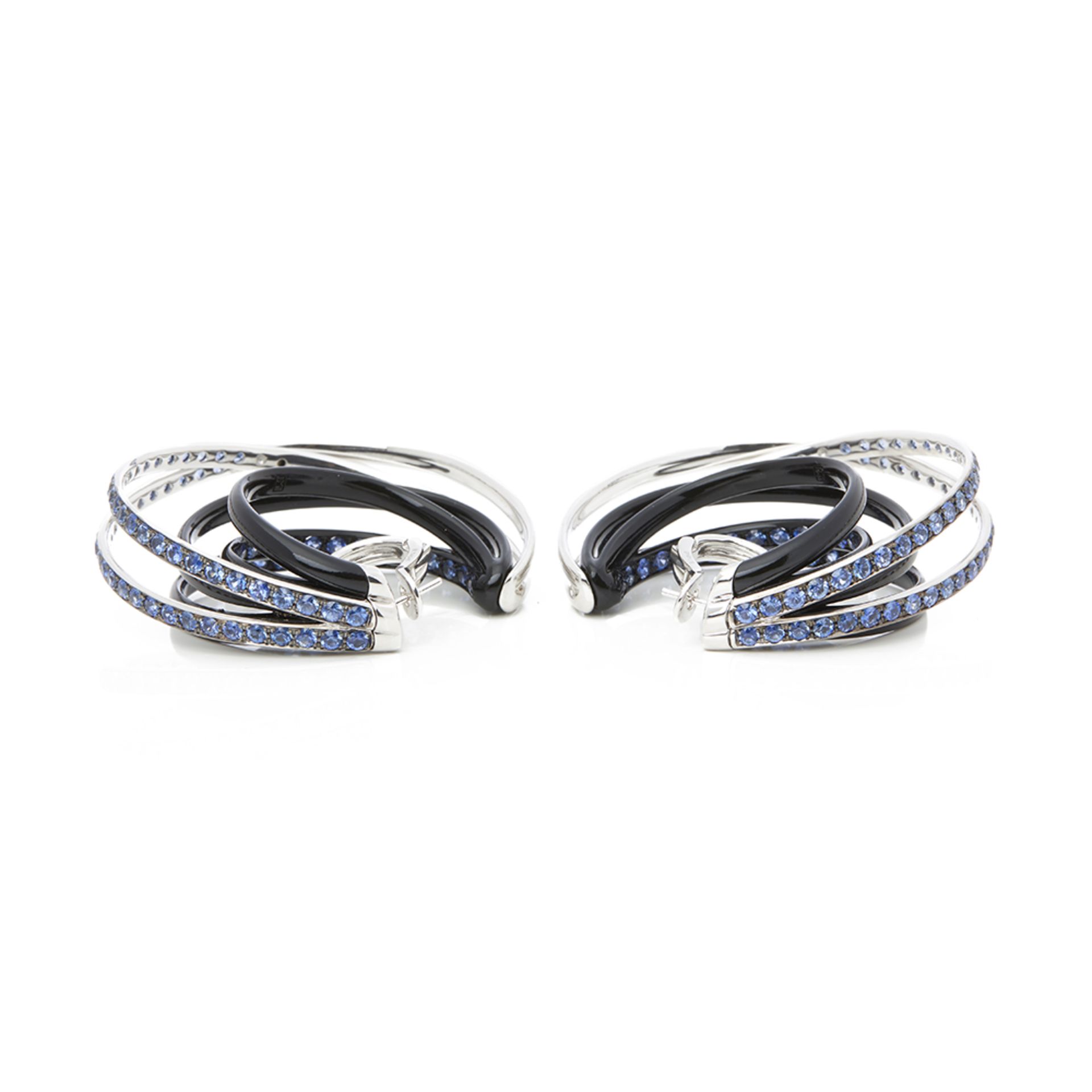 De Grisogono 18k White Gold Black & Nano-Ceramic Coating Sapphire Allegra Earrings - Image 6 of 12