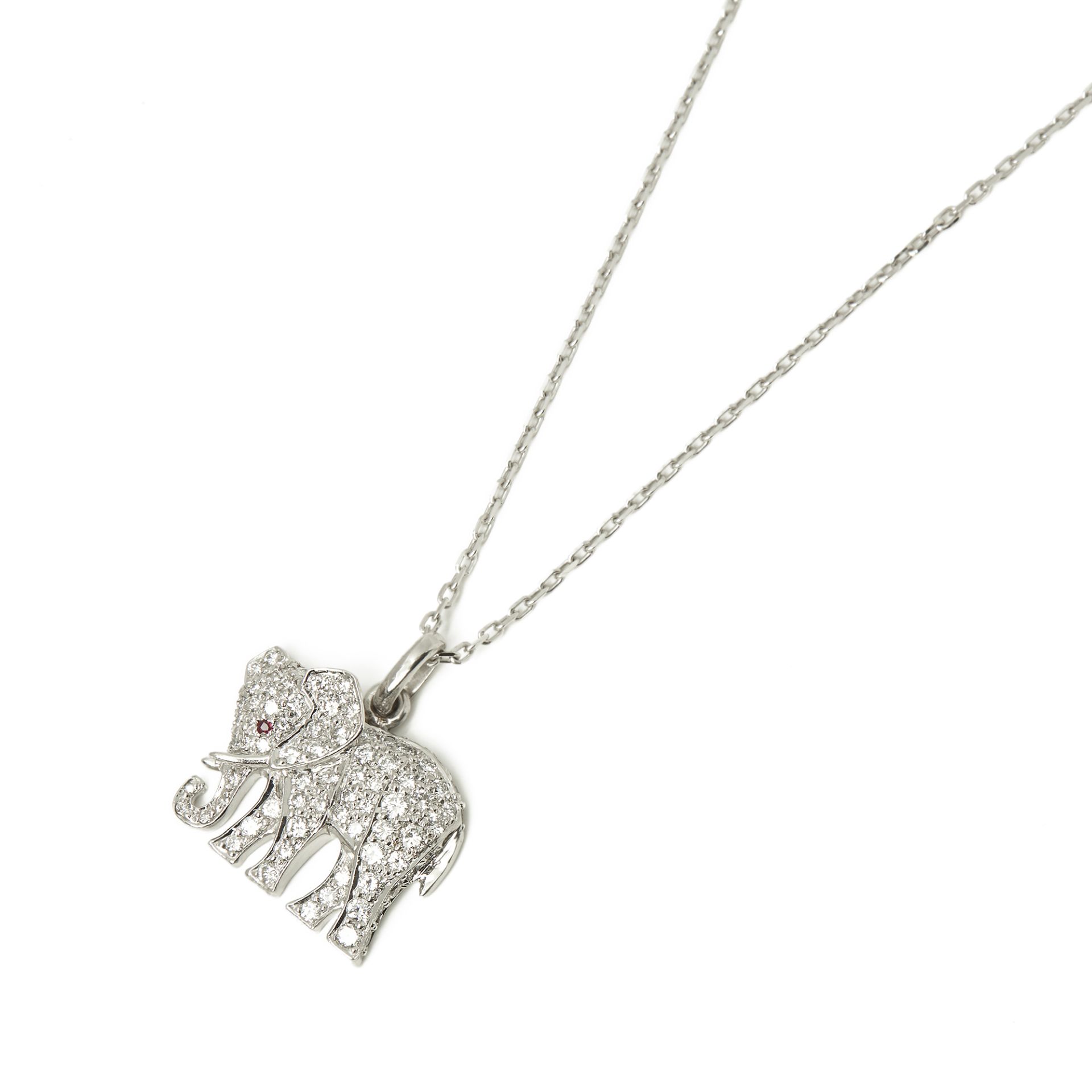 Cartier 18k White Gold Large Bespoke Elephant Pendant Necklace