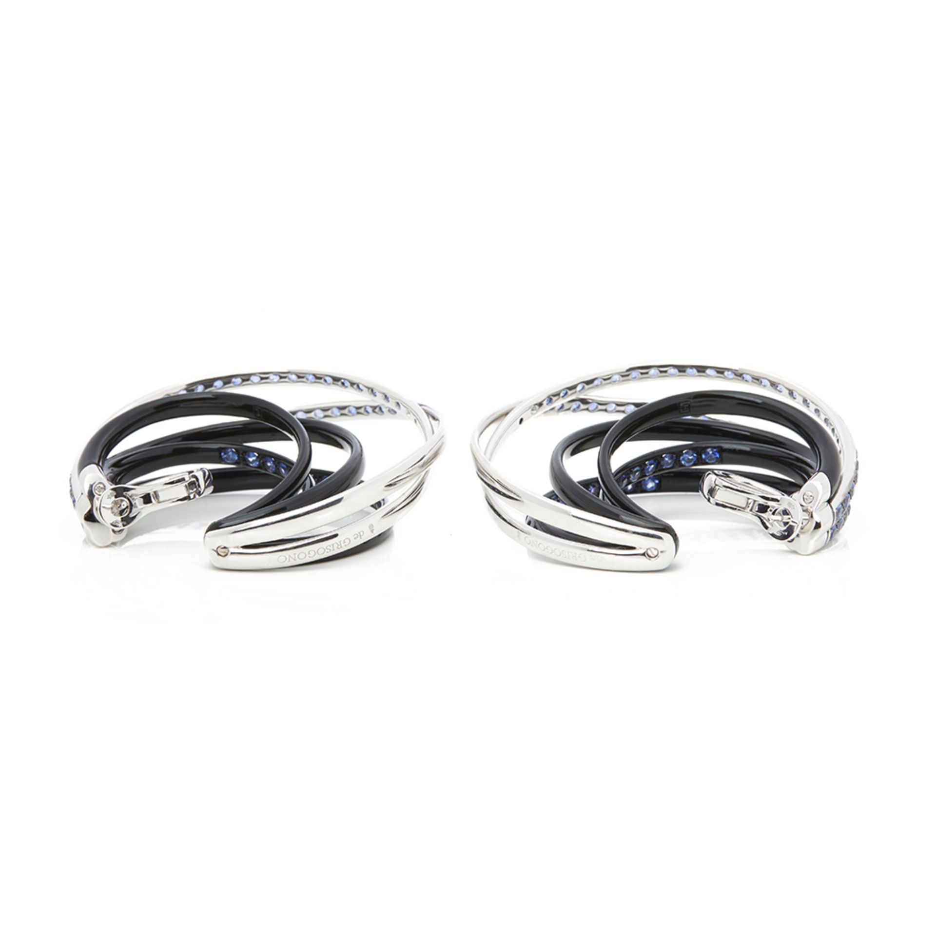 De Grisogono 18k White Gold Black & Nano-Ceramic Coating Sapphire Allegra Earrings - Image 11 of 12