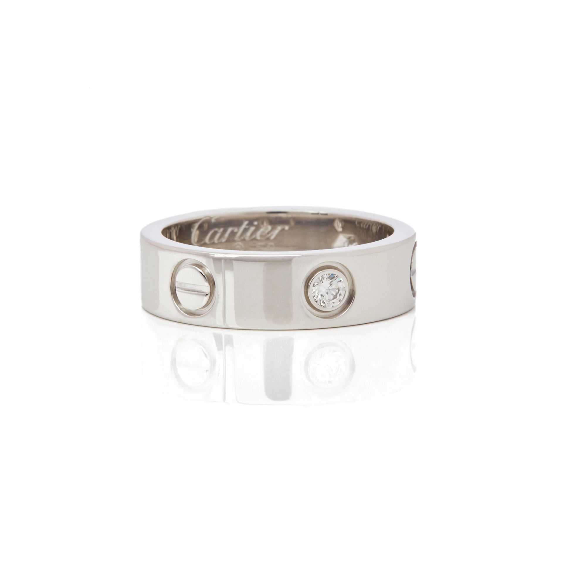 Cartier 18k White Gold 3 Diamond Love Ring - Image 6 of 7