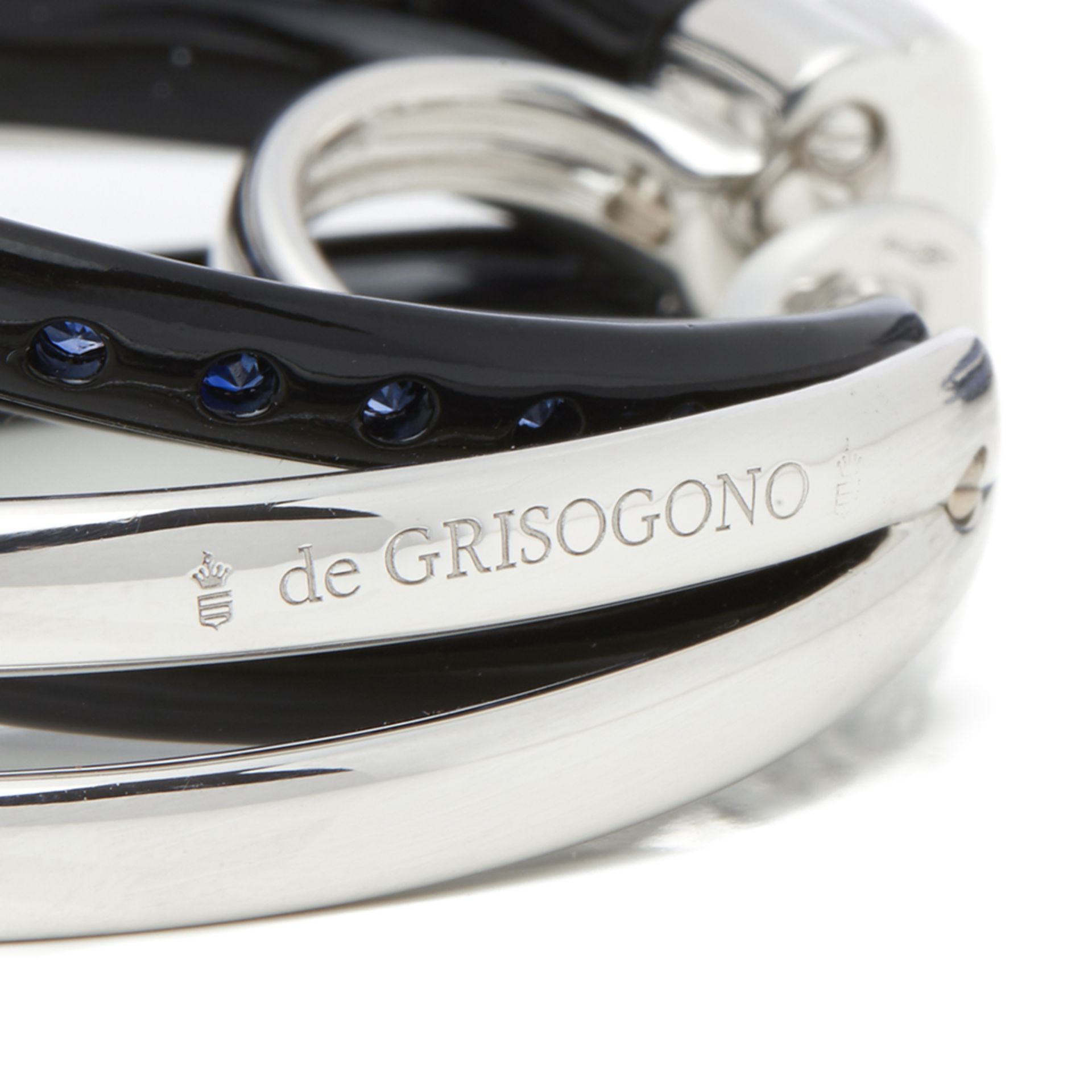 De Grisogono 18k White Gold Black & Nano-Ceramic Coating Sapphire Allegra Earrings - Image 9 of 12