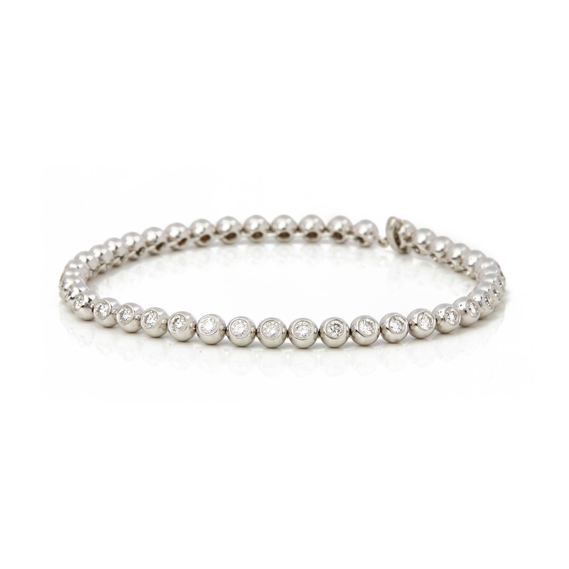 18k White Gold Beaded 2.00ct Diamond Bracelet