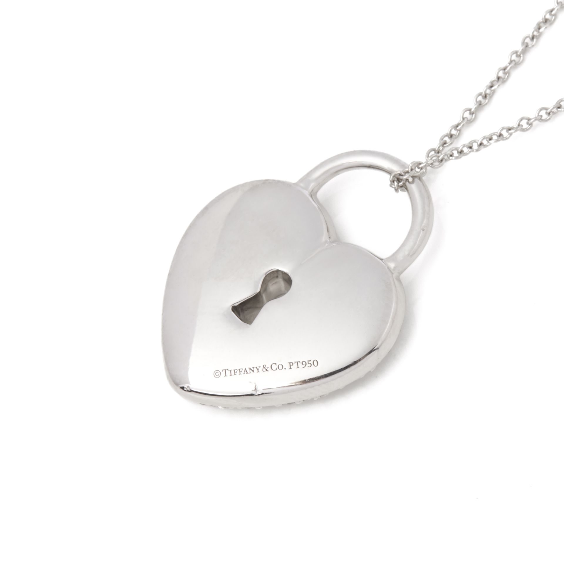 Tiffany & Co. Platinum Diamond Heart Tiffany Key Pendant Necklace - Image 5 of 9