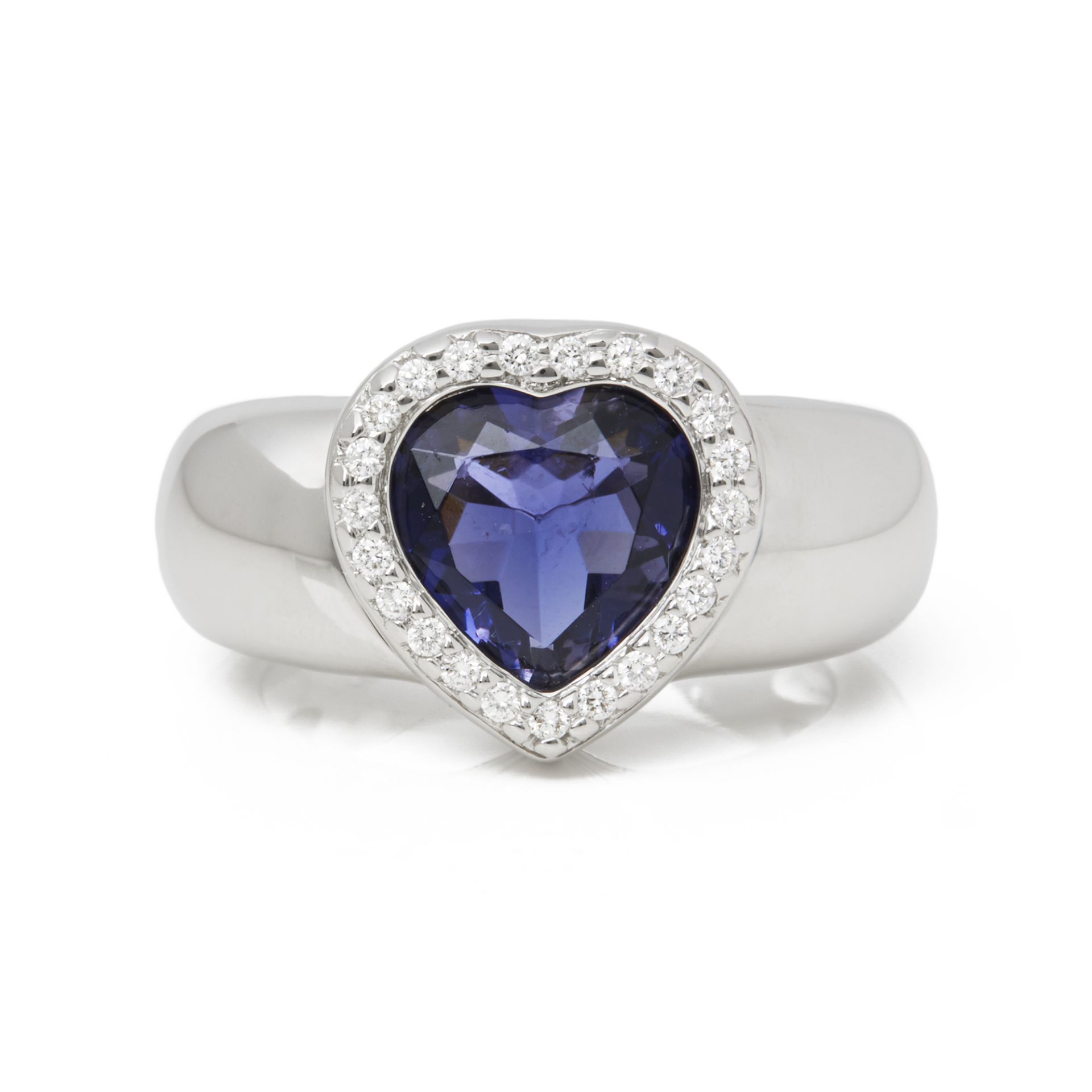 Piaget 18k White Gold Iolite & Diamond Heart Cocktail Ring - Image 3 of 7