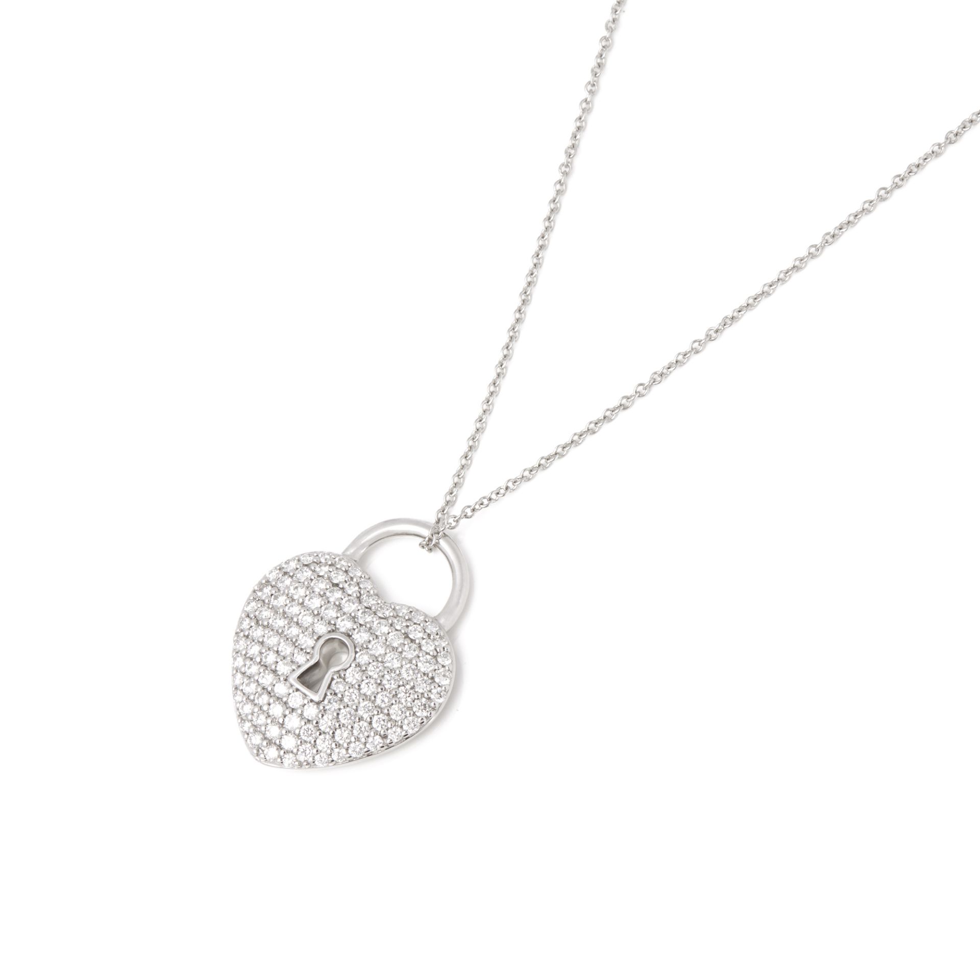 Tiffany & Co. Platinum Diamond Heart Tiffany Key Pendant Necklace