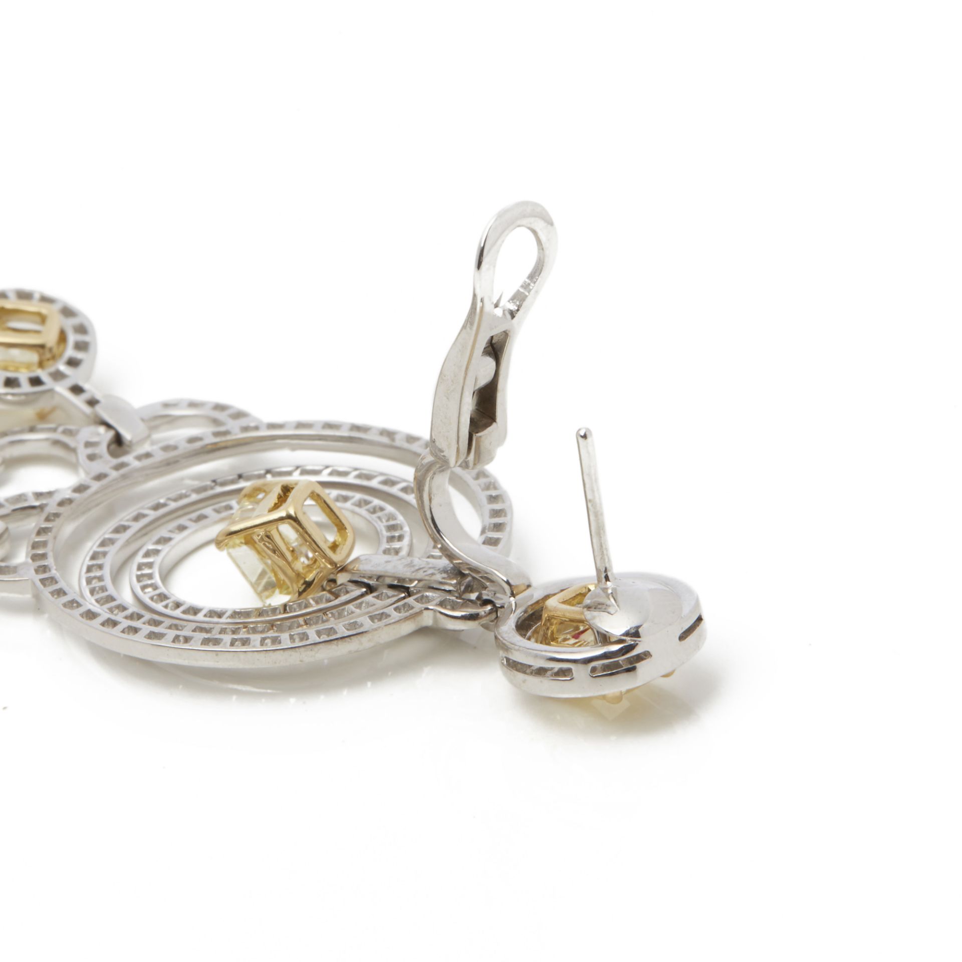 Graff Diamonds 18k White Gold Fancy Yellow & White Diamond Dress Earrings - Image 5 of 6