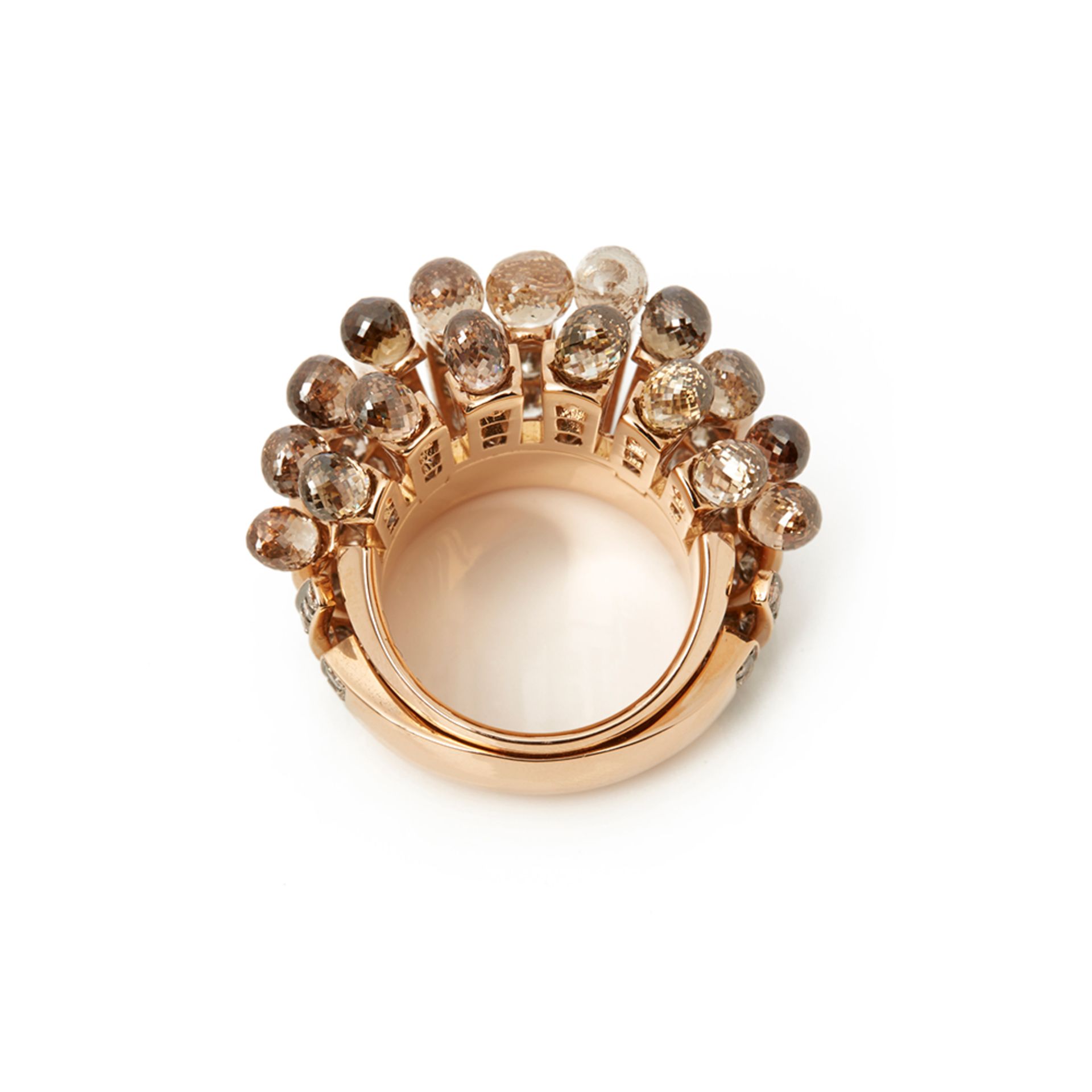 De Grisogono 18k Rose Gold Brown Diamond Frange Ring - Image 4 of 9