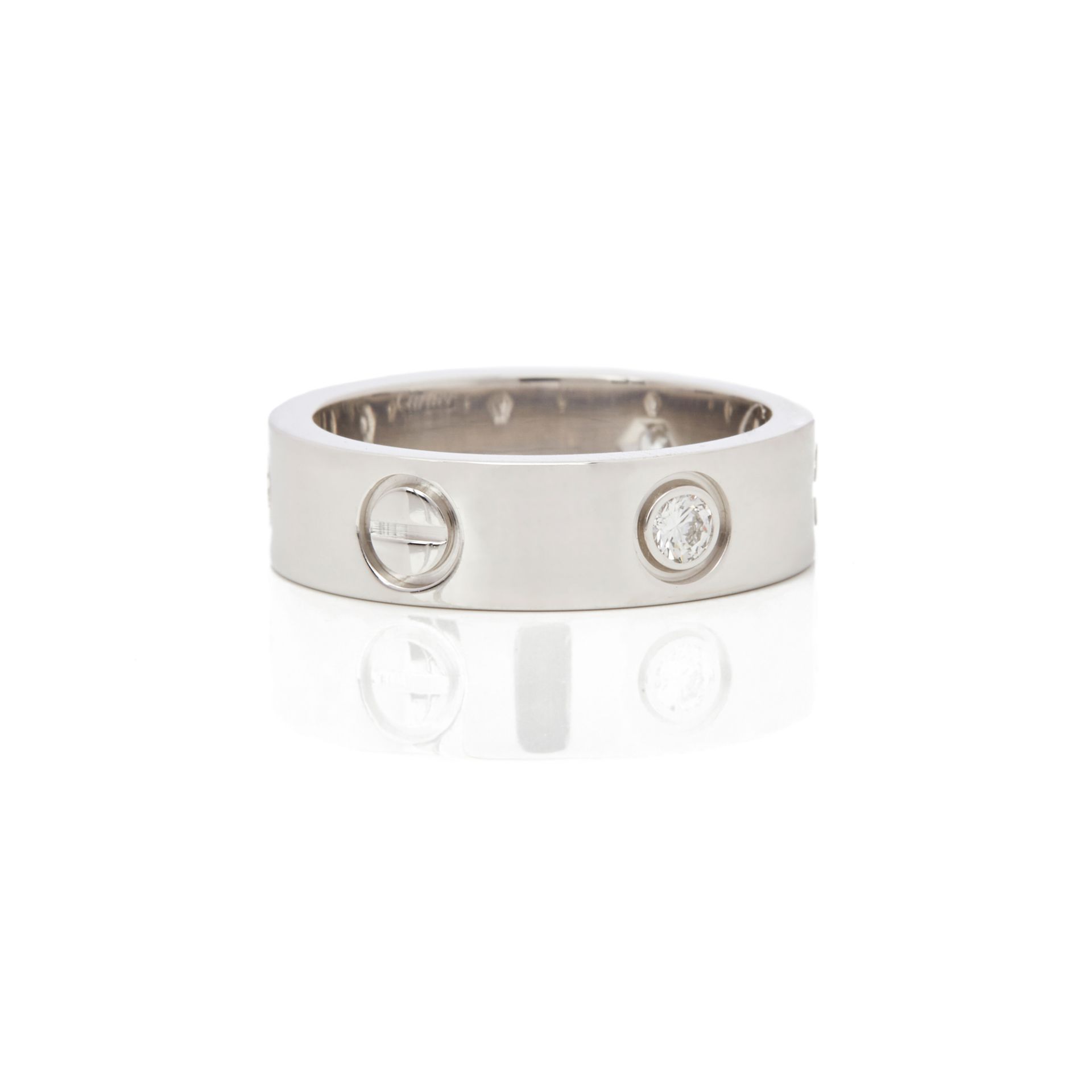 Cartier 18k White Gold 3 Diamond Love Ring - Image 2 of 7