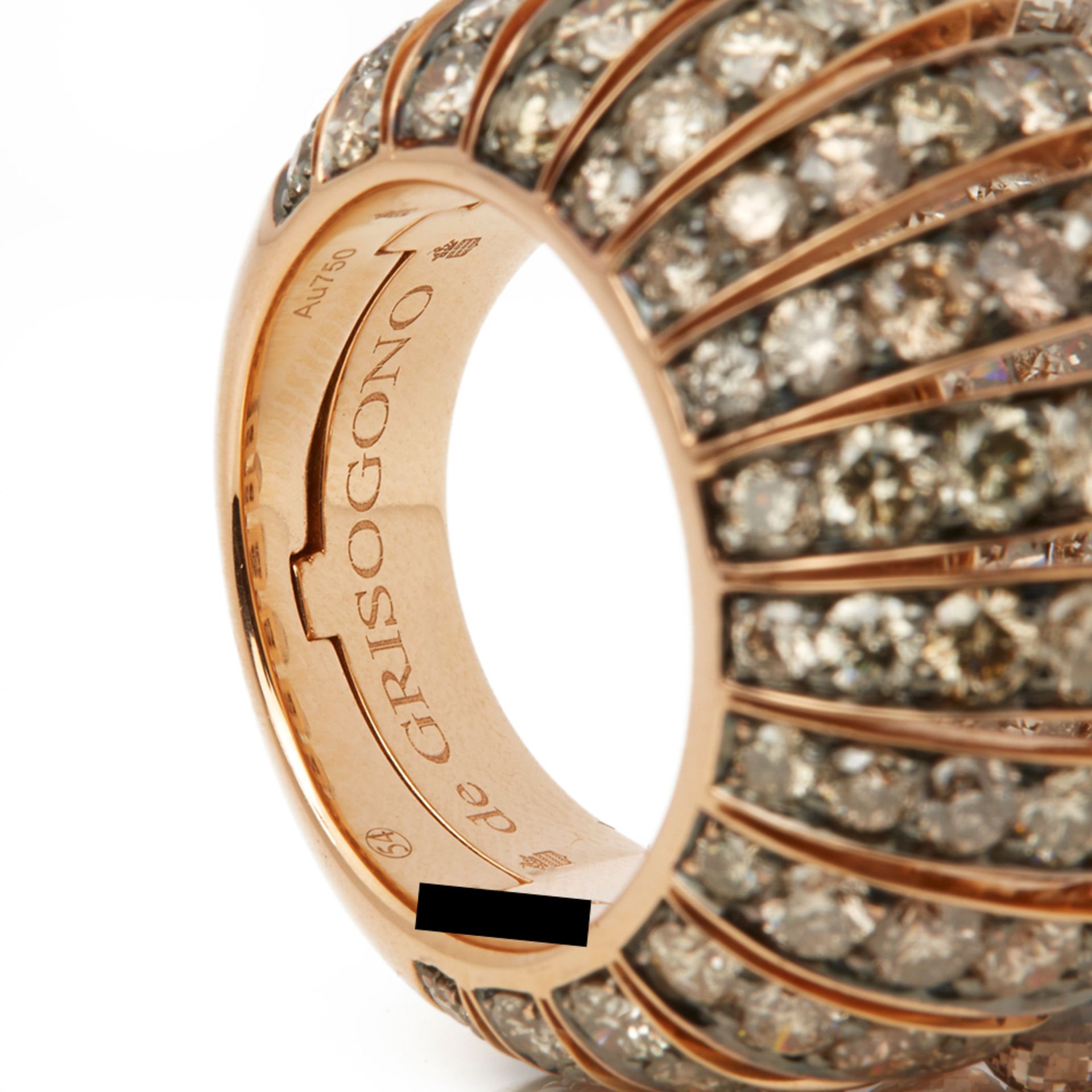 De Grisogono 18k Rose Gold Brown Diamond Frange Ring - Image 3 of 9
