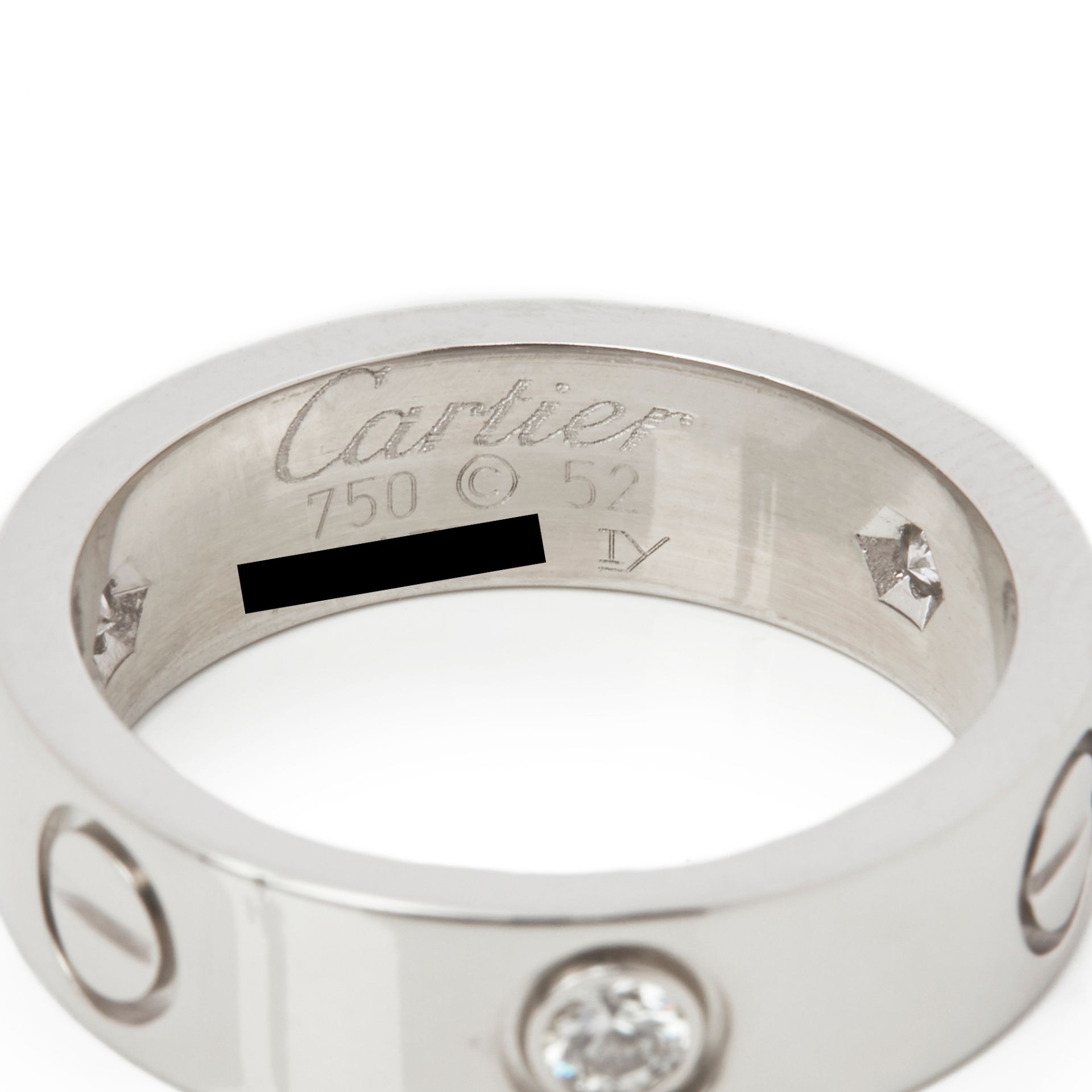 Cartier 18k White Gold 3 Diamond Love Ring - Image 4 of 7