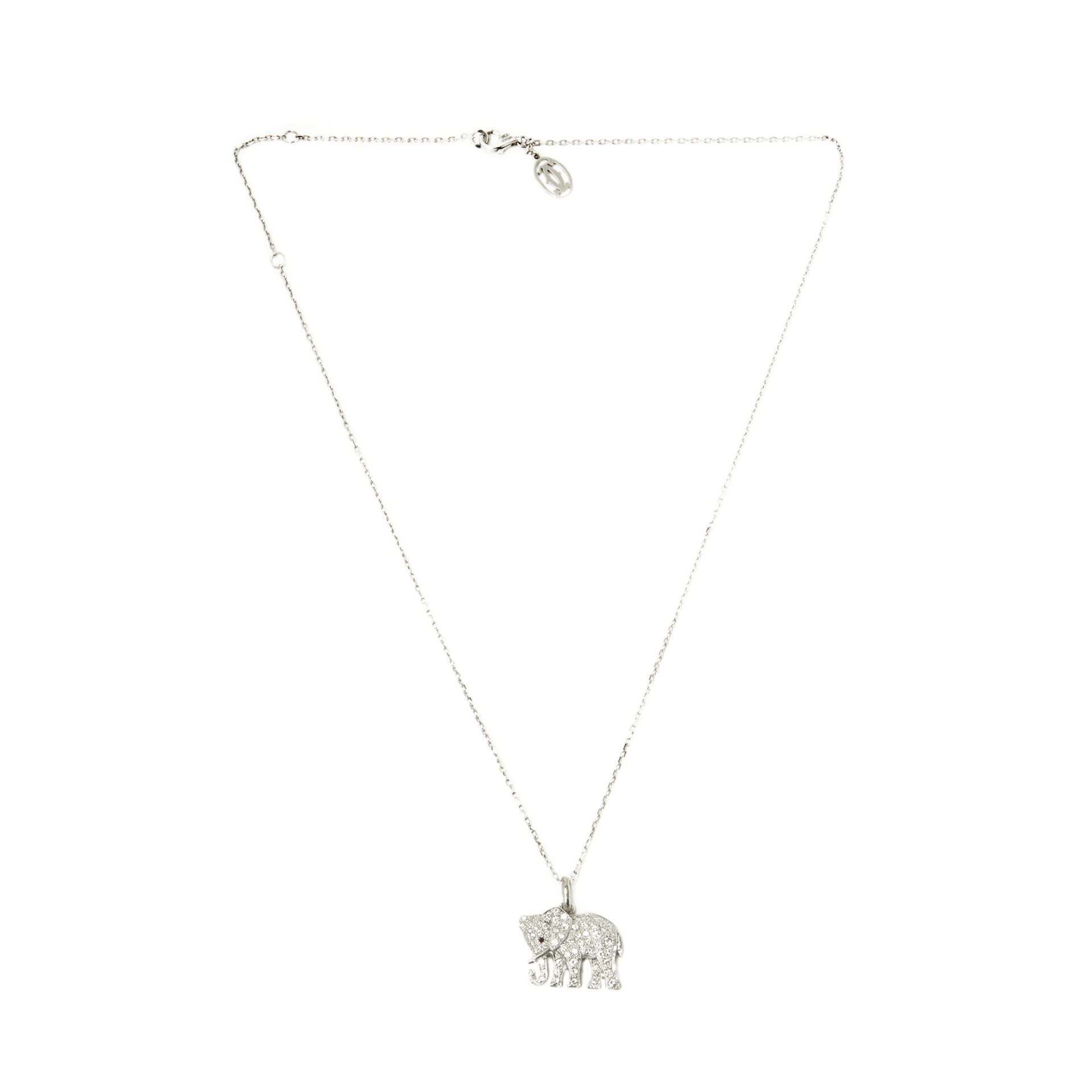 Cartier 18k White Gold Large Bespoke Elephant Pendant Necklace - Image 5 of 9