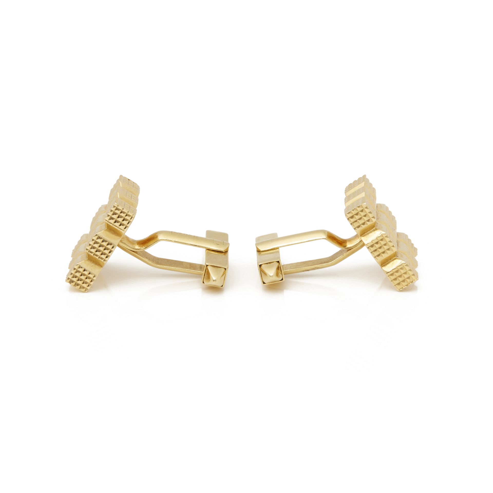 Kutchinsky 18k Yellow Gold Vintage Square Grooved Cufflinks - Image 6 of 7