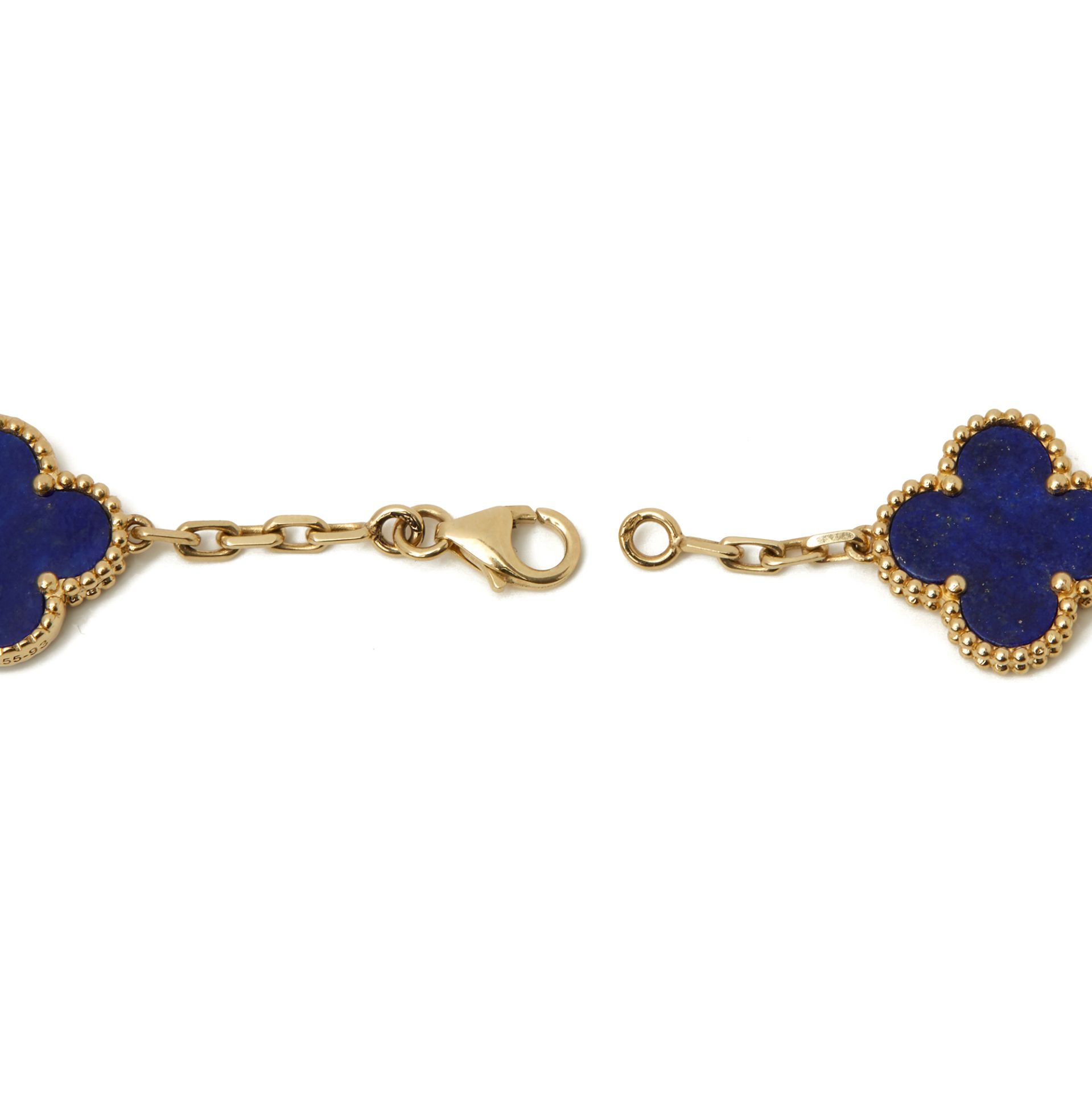 Van Cleef & Arpels 18k Yellow Gold Lapis Lazuli 20 Motif Vintage Alhambra Necklace - Image 7 of 9