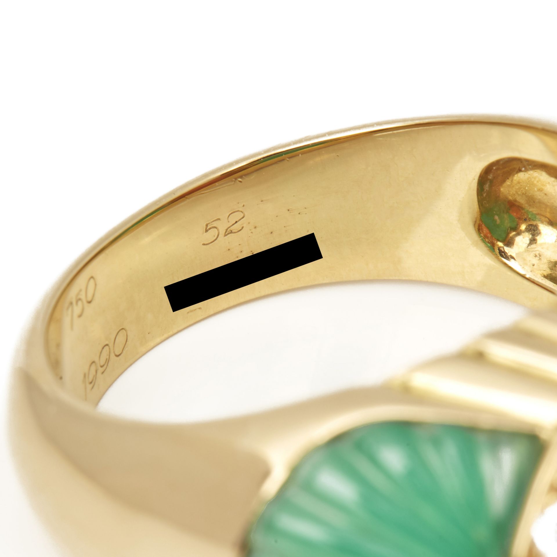 Cartier 18k Yellow Gold Chrysoprase, Coral & Diamond Ring - Image 3 of 7