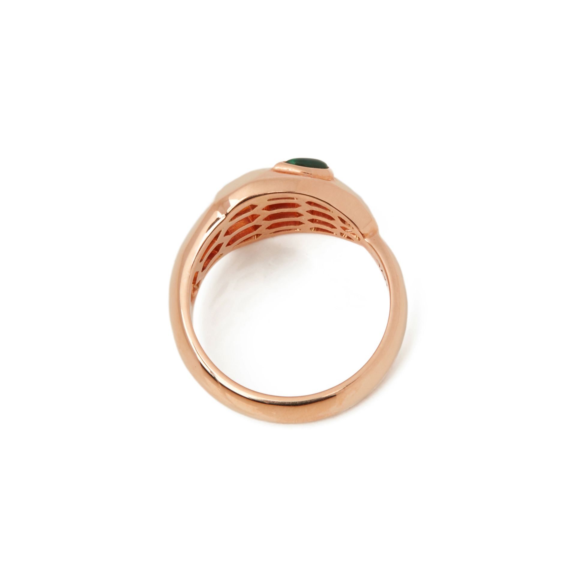 Bulgari 18k Rose Gold Diamond & Malachite Serpenti Ring - Image 6 of 9