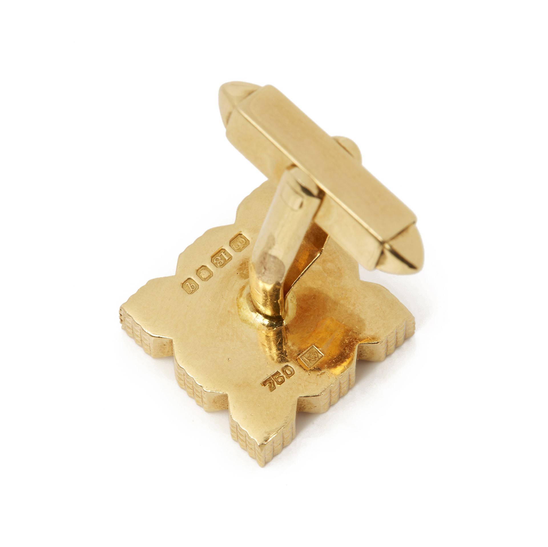 Kutchinsky 18k Yellow Gold Vintage Square Grooved Cufflinks - Image 2 of 7