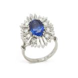 18k White Gold Burmese Sapphire & Diamond Cocktail Ring