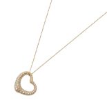 Tiffany & Co.18k Yellow Gold 2.00ct Diamond Open Heart Elsa Peretti Necklace