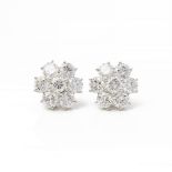 Boodles 18k White Gold Diamond Cluster Stud Earrings