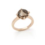 Cartier 18k Rose Gold Smoky Quartz Lotus Ring