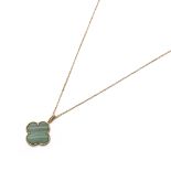 Van Cleef & Arpels 18k Yellow Gold One Motif Malachite Alhambra Necklace