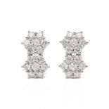 18k White Gold Diamond Double Cluster Earrings