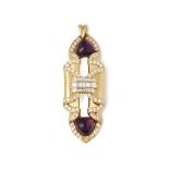 Adler 18k Yellow Gold Amethyst & Diamond Pendant