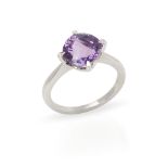 Cartier 18k White Gold Amethyst Lotus Ring