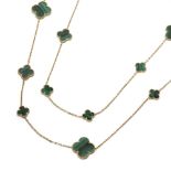 Van Cleef & Arpels, 18k Yellow Gold Malachite Magic Alhambra Necklace