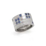 Cartier 18k White Gold Diamond & Sapphire Lanieres Ring