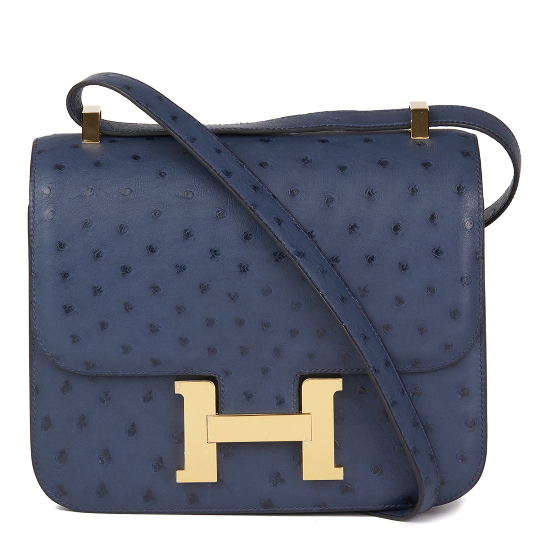 Hermés Bleu de Malte Ostrich Leather Special Order Constance 24