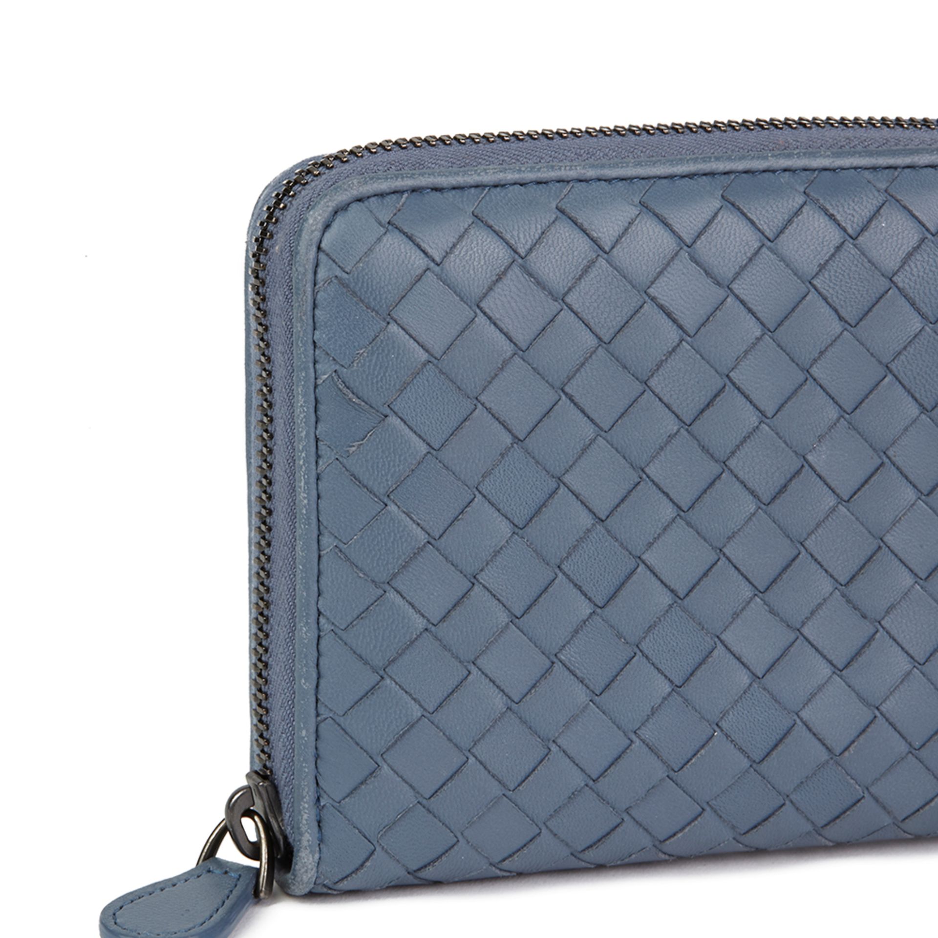 Bottega Veneta Light Tourmaline Woven Calfskin Leather Zip Around Wallet - Image 12 of 16