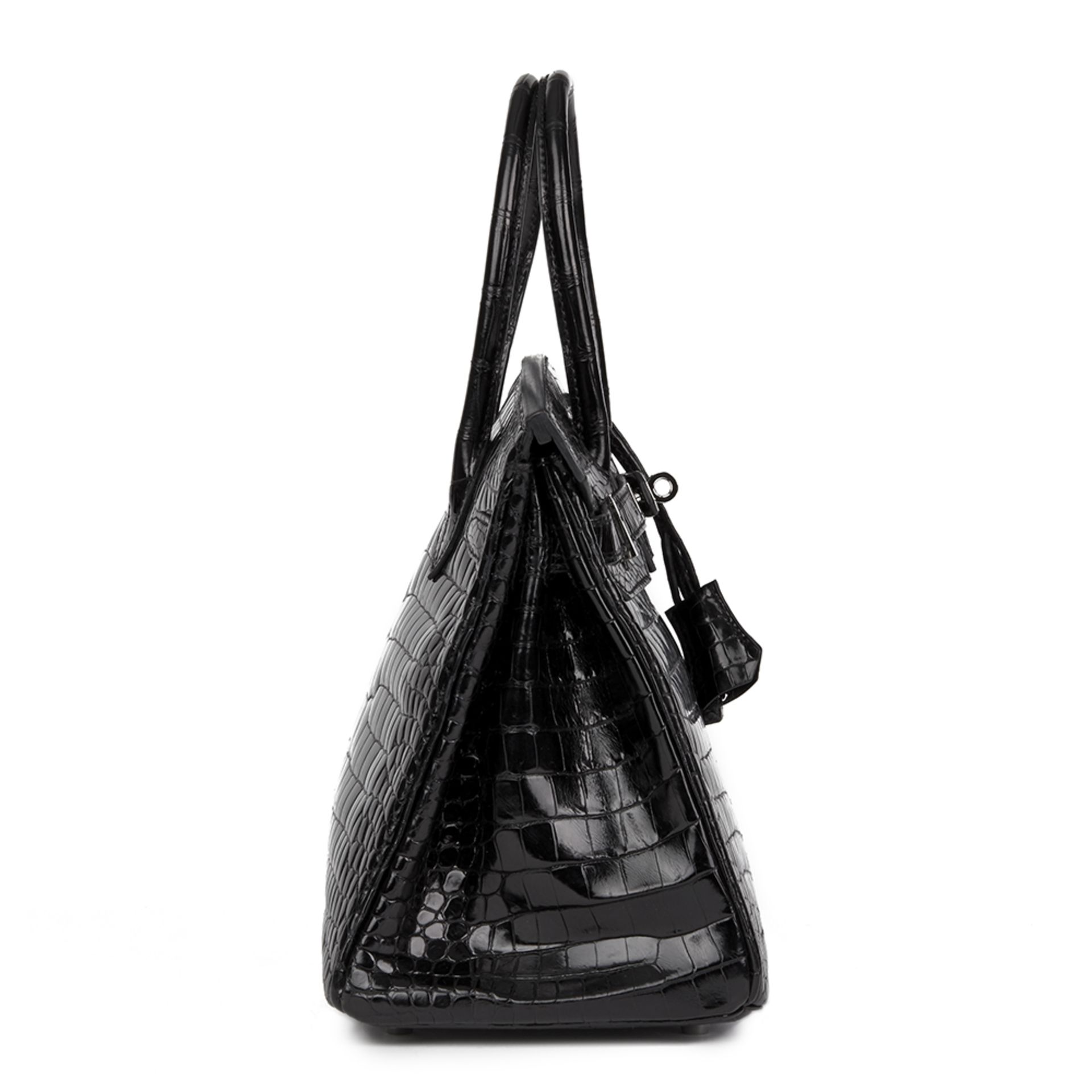 Hermés Black Shiny Porosus Crocodile Leather Birkin 30cm - Image 11 of 11