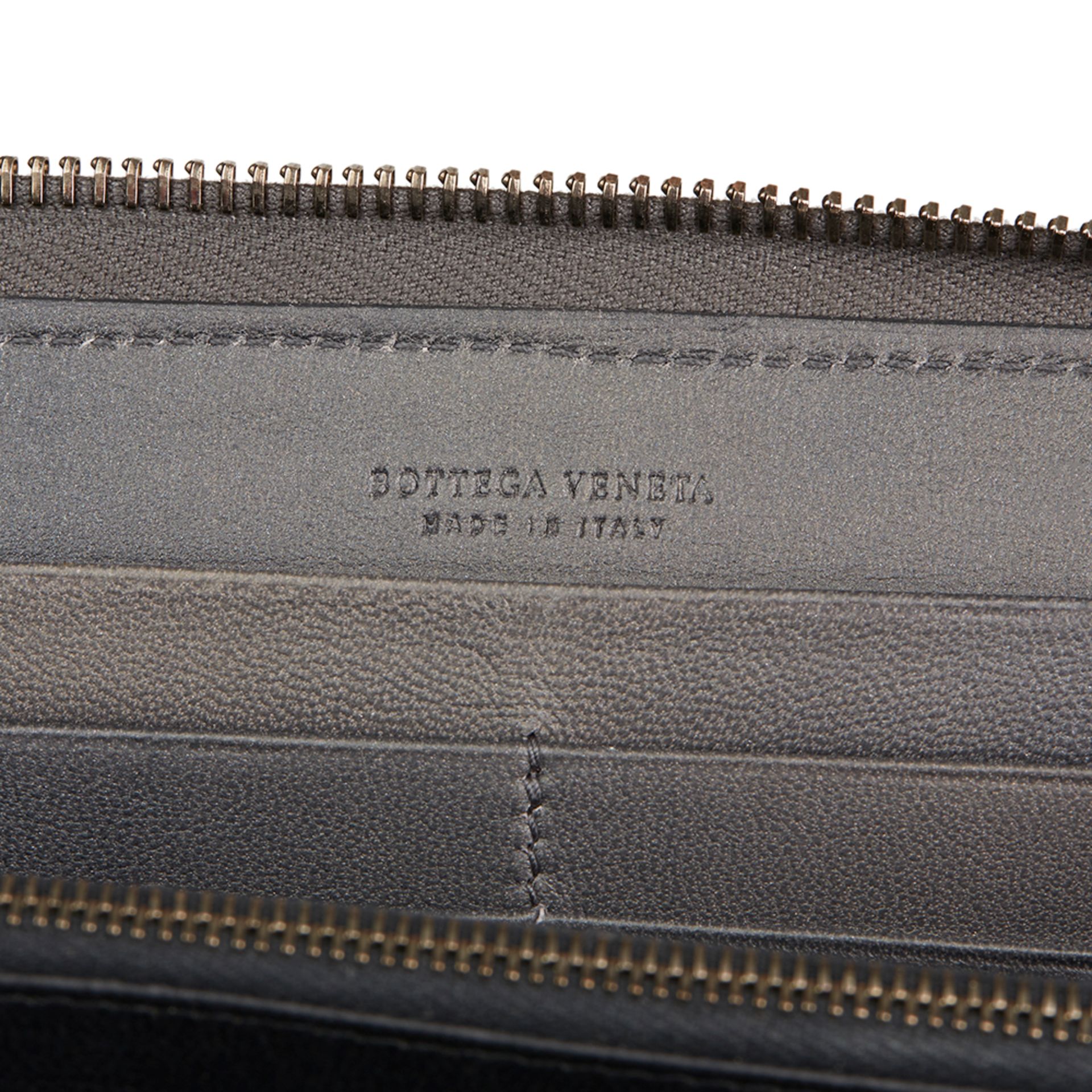 Bottega Veneta Grey Woven Lambskin Leather Zip Around Wallet - Image 5 of 11