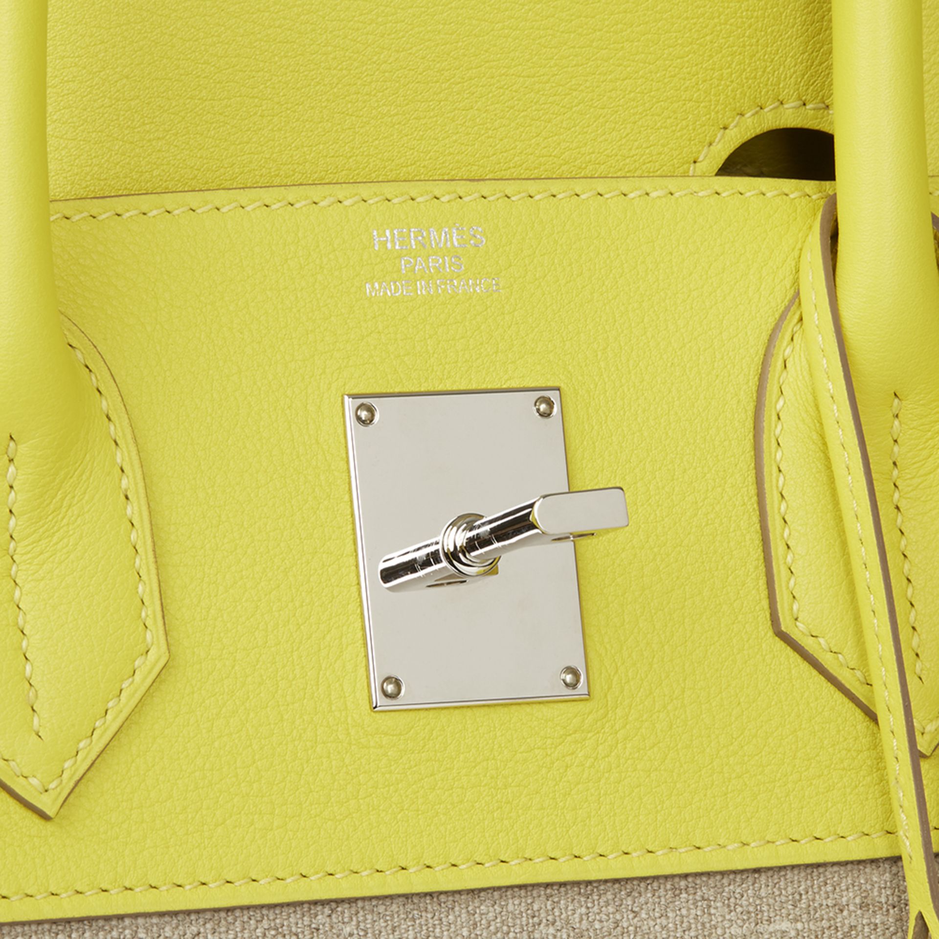 Hermés Lime Evercolour Leather & Ficelle Toile Birkin 40cm HAC - Image 5 of 10