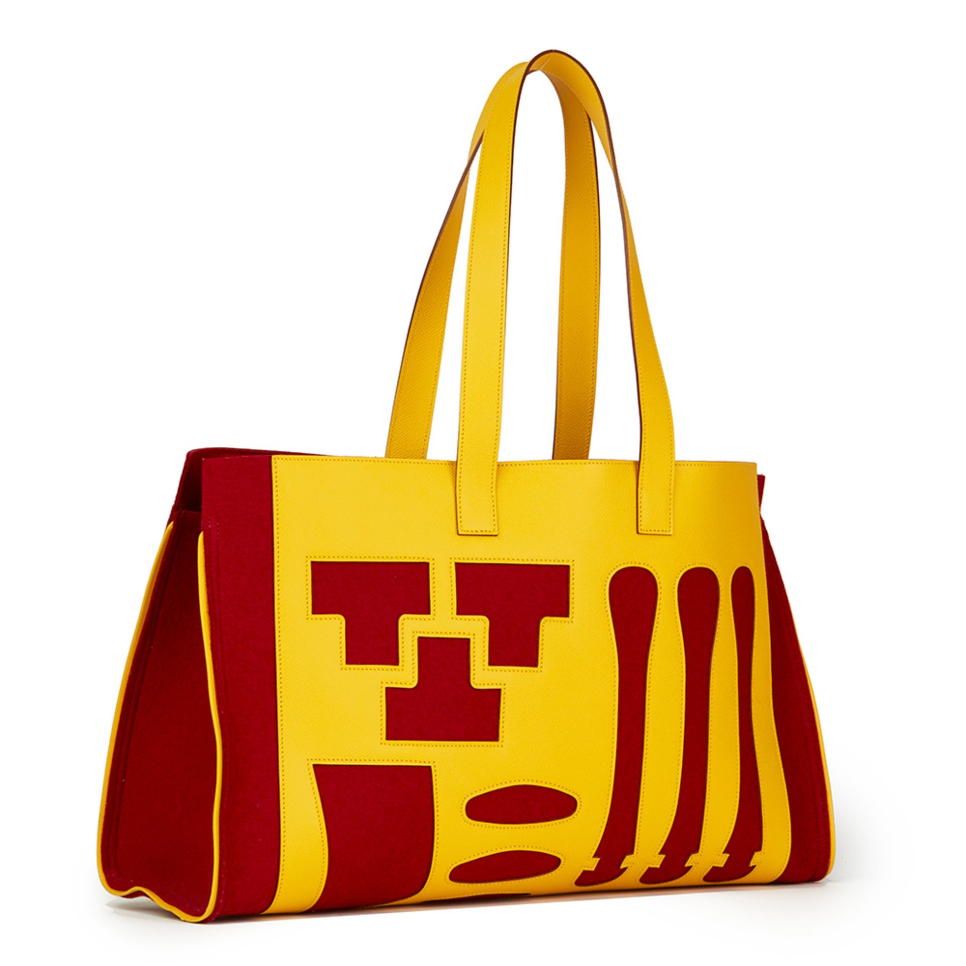 Hermés Soleil Epsom Leather & Rouge H Felt Petit H GM Skeleton Tote - Image 6 of 8